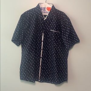 Men’s Short Sleeved Button Up with Anchor Pattern